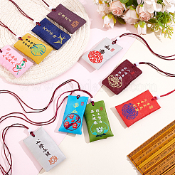 20Pcs 10 Colors Rectangle Polycotton Lucky Blessing Pouch Pendant Decorations&nbsp;HJEW-PH0002-15