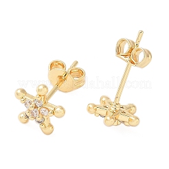 Brass Micro Pave Clear Cubic Zirconia Stud Earrings&nbsp;EJEW-M103-06G