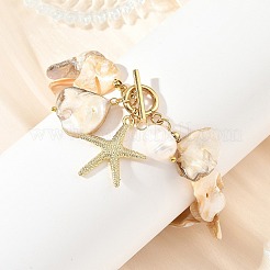 Ocean Alloy Starfish Charm OT Bracelets&nbsp;BJEW-JB14278