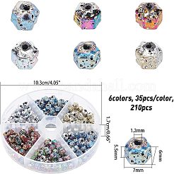 210Pcs 6 Colors Electroplated Natural Lava Rock Beads&nbsp;G-OC0001-97