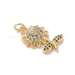 Brass Micro Pave Cubic Zirconia Pendants&nbsp;KK-G415-37G