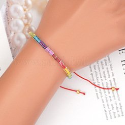 Bohemian Adjustable Handmade Glass Cube Beaded Braided Bracelets for women&nbsp;AV5814