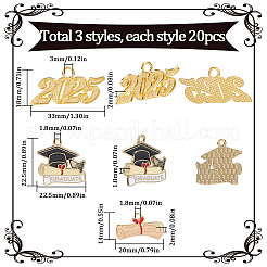 60Pcs 3 Styles Graduation Season Alloy Pendants&nbsp;FIND-SC0013-17