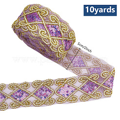 10 Yards Polyester Lace Ribbon with Paillette&nbsp;OCOR-WH0090-050B