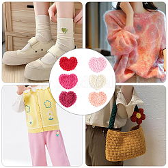 18Pcs 6 Colors Heart Handmade Crochet Cotton Appliques&nbsp;AJEW-FG0002-47