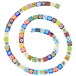 2 Strands Square Handmade Millefiori Glass Beads Strands&nbsp;LK-PA0001-03