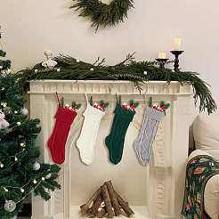 4Pcs 4 Colors Knitted Acrylic Fiber Hanging Stocking Bags&nbsp;AJEW-SP0004-04