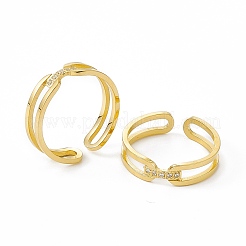 Ion Plating(IP) 304 Stainless Steel Cubic Zirconia Cuff Ring for Women&nbsp;LS-RJEW-C060-27G