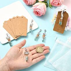 Glass Wishing Bottle  with Synthetic Turquoise Chip Beads inside Pendant Decorations&nbsp;HJEW-FS0001-06