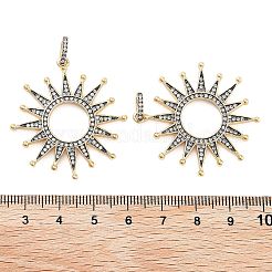 Sun Rack Plating Brass Micro Pave Clear Cubic Zirconia Pendants&nbsp;KK-NH0001-09G