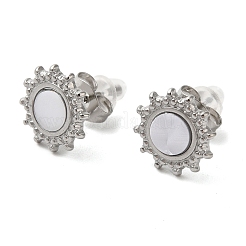 Non-Tarnish 304 Stainless Steel Embossing Stud Earrings&nbsp;LS-EJEW-U001-06P-01