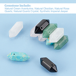 10pcs 5 style Gemstone Double Terminal Pointed Pendants&nbsp;G-OC0004-18