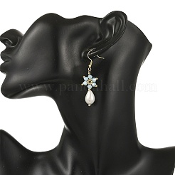 Anti-Tarnish Electroplate Bicone Glass Pearl Teardrop Beads Dangle Earrings&nbsp;EJEW-MZ00765-01