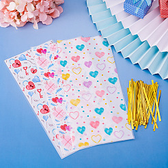 45Pcs 3 Styles Heart Print Plastic Cookies Storage Bags&nbsp;ABAG-TA0001-22