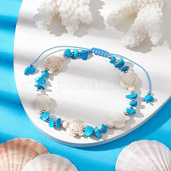 Synthetic Turquoise Beads with Natural Magnesite Anklet for Women&nbsp;AJEW-AN00576-02