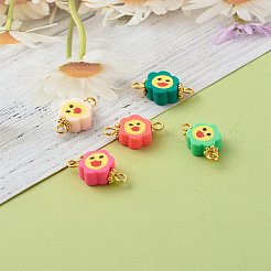 Handmade Polymer Clay Flower Smiling Face Link&nbsp;PALLOY-JF00787