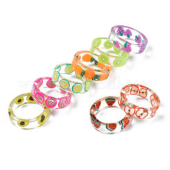 Transparent Resin Fruit Finger Ring for Women&nbsp;X1-RJEW-T022-030