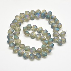 Frosted Electroplate Glass Shell Beads Strands&nbsp;X-EGLA-M002-B04