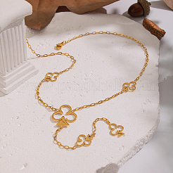 304 Stainless Steel Hollow Flower Pendant Tassel Y Chain Necklaces for Women&nbsp;KY1138