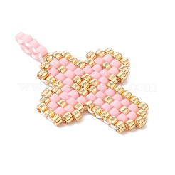 2Pcs 2 Styles Glass Seed Beaded Pendants&nbsp;PALLOY-MZ00883-05
