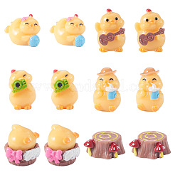 18Pcs 6 Styles Resin Chick & Stump with Mushroom Ornaments&nbsp;DJEW-TA0001-41