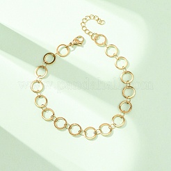 304 Stainless Steel Ring Link Chain Bracelets&nbsp;BJEW-P373-02B-G