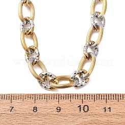 8MM Two Tone 304 Stainless Textured Oval Link Chain Necklaces&nbsp;SA-CBA725A-26GP