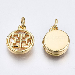 Brass with Natural Sea Shell Charms&nbsp;KK-Q277-021-NF