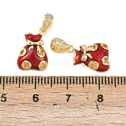 Brass Micro Pave Cubic Zirconia Enamel Pendants&nbsp;KK-B161-10G