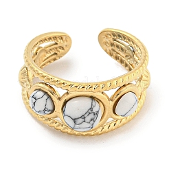 Ion Plating(IP) 304 Stainless Steel Synthetic Gemstone Cuff Rings&nbsp;G-Z056-06G