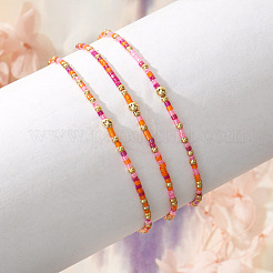 3Pcs Bohemian Style Column Glass Seed Beads Stretch Bracelet Set for Women&nbsp;AN9435-2