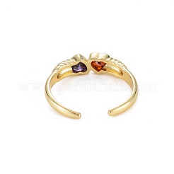 Brass Micro Pave Colorful Cubic Zirconia Cuff Rings&nbsp;RJEW-S044-157-NF