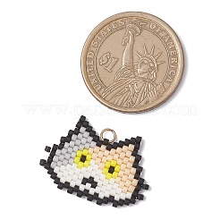 Handmade Glass Seed Beaded Cat Head Shape Pendants&nbsp;PALLOY-MZ00933-04