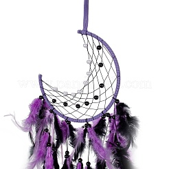 Iron Woven Web/Net with Feather Pendant Decorations&nbsp;AJEW-B017-22