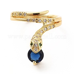 Cubic Zirconia Snake with Glass Wrap Adjustable Ring&nbsp;KK-H439-02A-G
