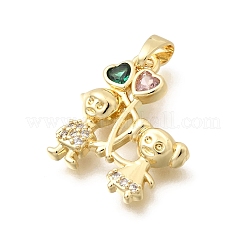 Valentine's Day Brass Colorful Cubic Zirconia Pendants&nbsp;KK-B187-24G