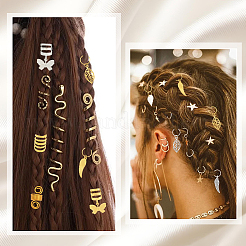 120Pcs 12 Styles Alloy & Iron Dreadlocks Hair Rings Decoration&nbsp;OHAR-SC0001-18B