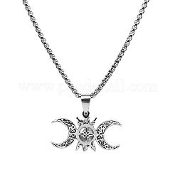 Hollow Out Moon Goddess 201 Stainless Steel Pendant Necklaces for Women&nbsp;FS-WGF6F96-01