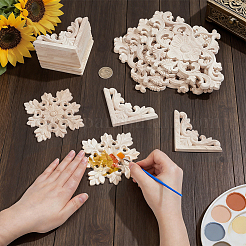 22Pcs 3 Styles Natural Wood Carved Onlay Applique Craft&nbsp;AJEW-NB0009-60