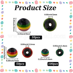200Pcs 3 Styles Ghana Jamaica Reggae Stripe Resin Beads&nbsp;RESI-SP0001-55