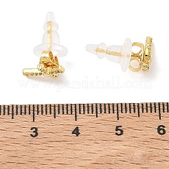 Brass Micro Pave Clear Cubic Zirconia Stud Earrings for Women&nbsp;EJEW-K271-06G