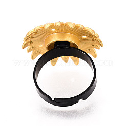 Adjustable Flower Alloy & Iron Rhinestone Bezel Cup Ring Base with Rotatable Tray&nbsp;MAK-T012-09G
