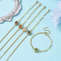 Natural Gemstone Round Link Bracelet&nbsp;BJEW-JB10032-01