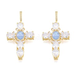 Brass Micro Pave Clear Cubic Zirconia Pendants&nbsp;KK-N227-108C