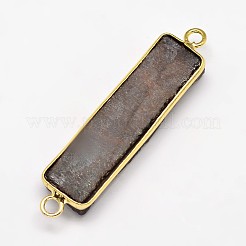Rectangle Electroplated Natural Druzy Crystal Agate Links connectors&nbsp;G-A144-02E