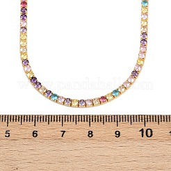 925 Sterling Silver Pave Colorful Cubic Zirconia Tennis Necklaces for Women&nbsp;NJEW-C096-01A-G01