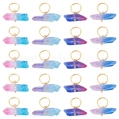 20Pcs 4 Styles Electroplated Natural Quartz Crystal Pendants&nbsp;PALLOY-TAC0224