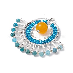 Natural Malaysia Jade(Dyed) & Glass Seed Beads Fan Pendants&nbsp;PALLOY-MZ00308-02