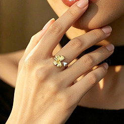 304 Stainless Steel Cuff Open Rings for Women&nbsp;WGB6E51-01