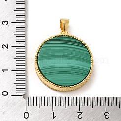 Rack Plating 925 Sterling Silver Pave Natural Malachite Pendants&nbsp;G-K352-01G